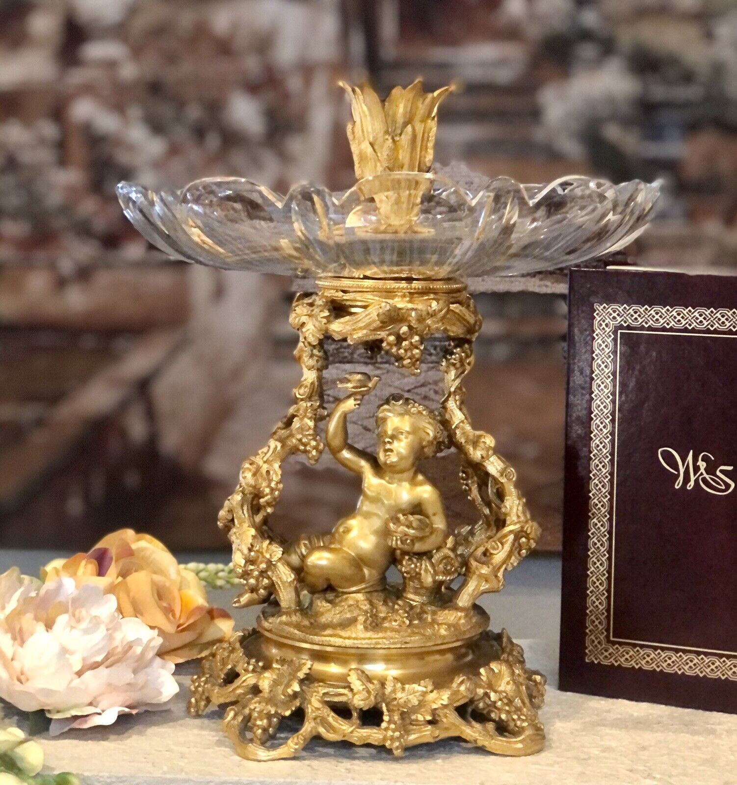 Antique Baroque Brass Putti Bowl – Home Decor